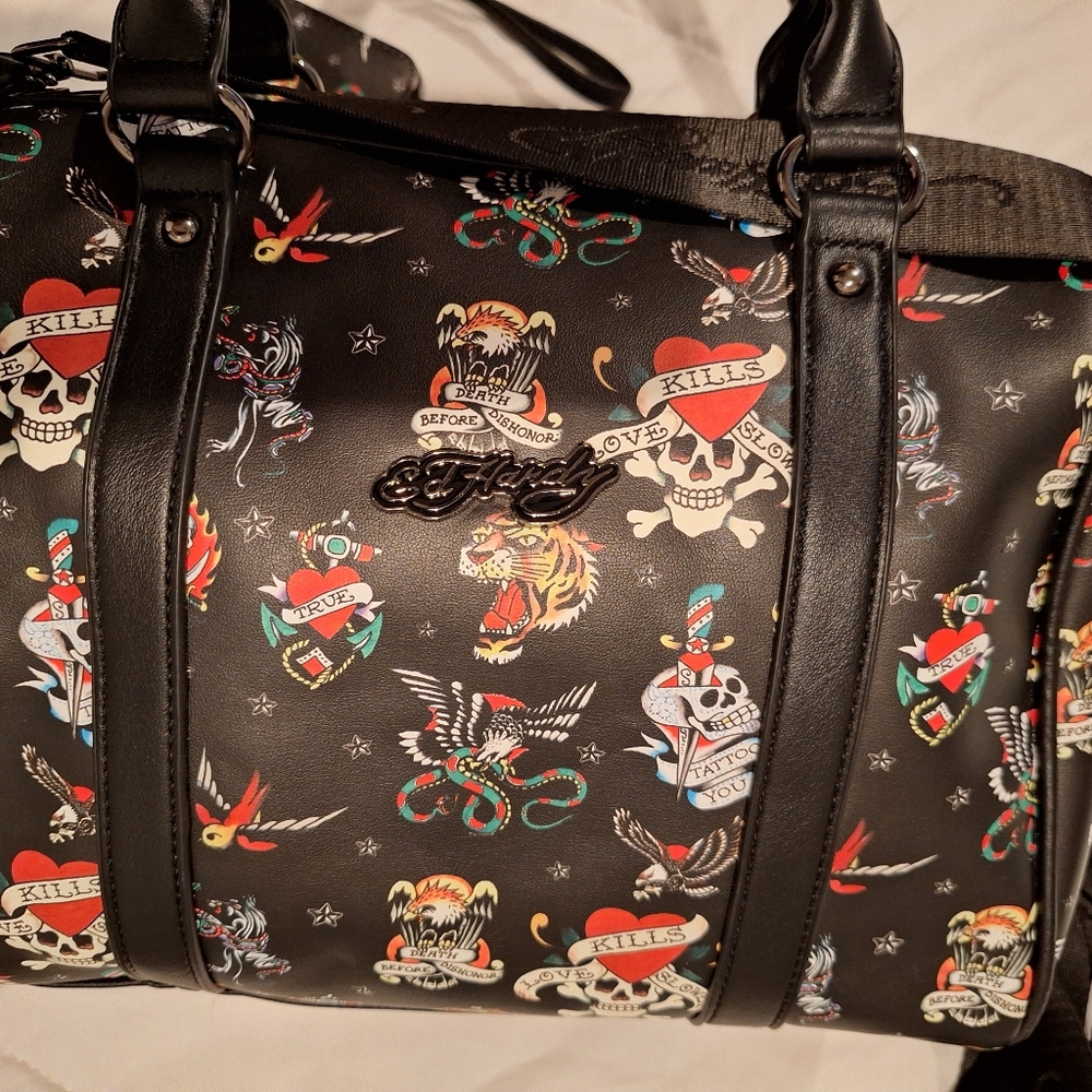 ED HARDY TATTOO SATCHEL & WALLET SET - Picture 3 of 8